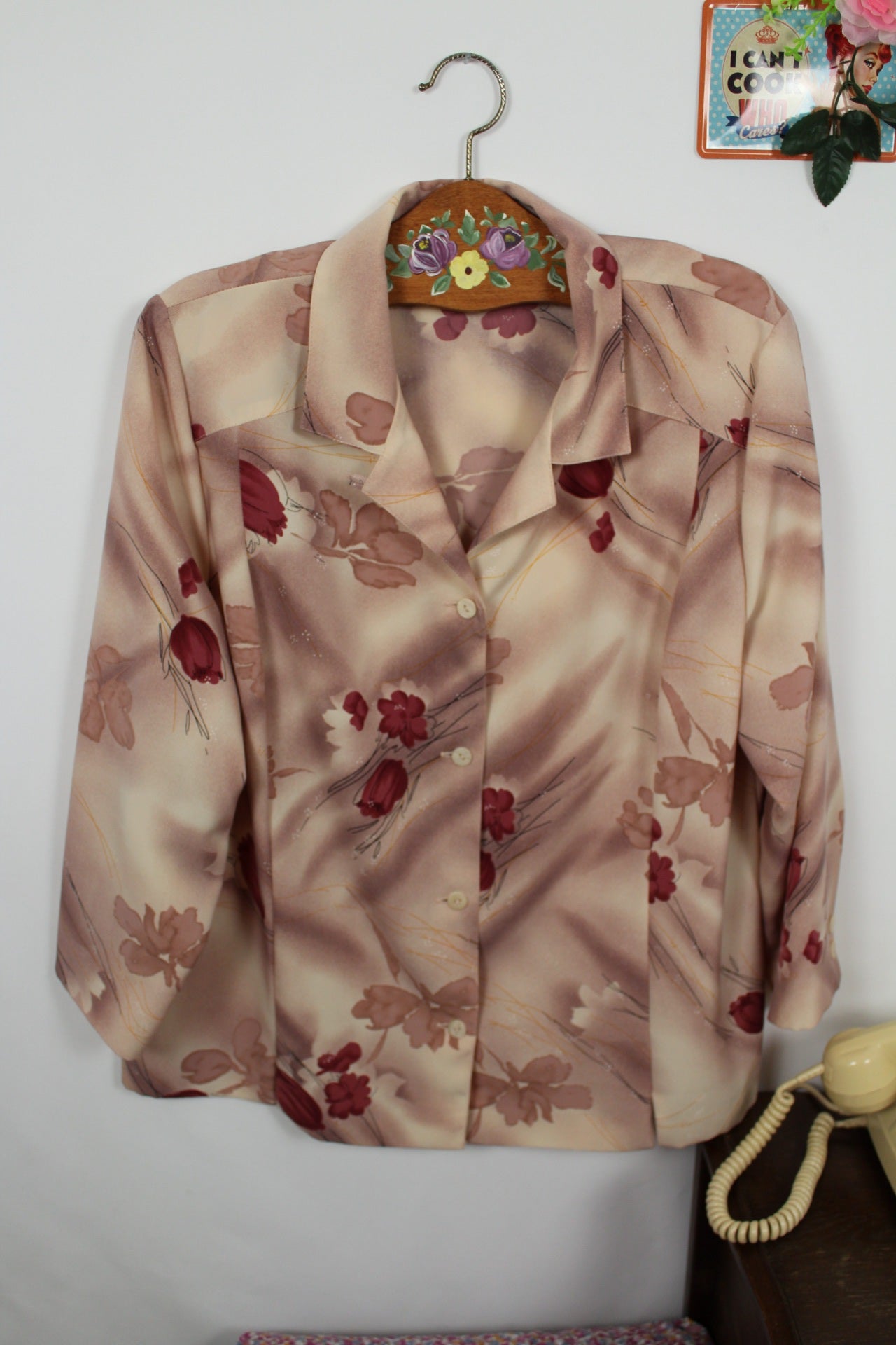 🍒🌸Chemise vintage Gevana 80/90s - fleurs et couleurs automnales - Taille 44/46🌸🍒
