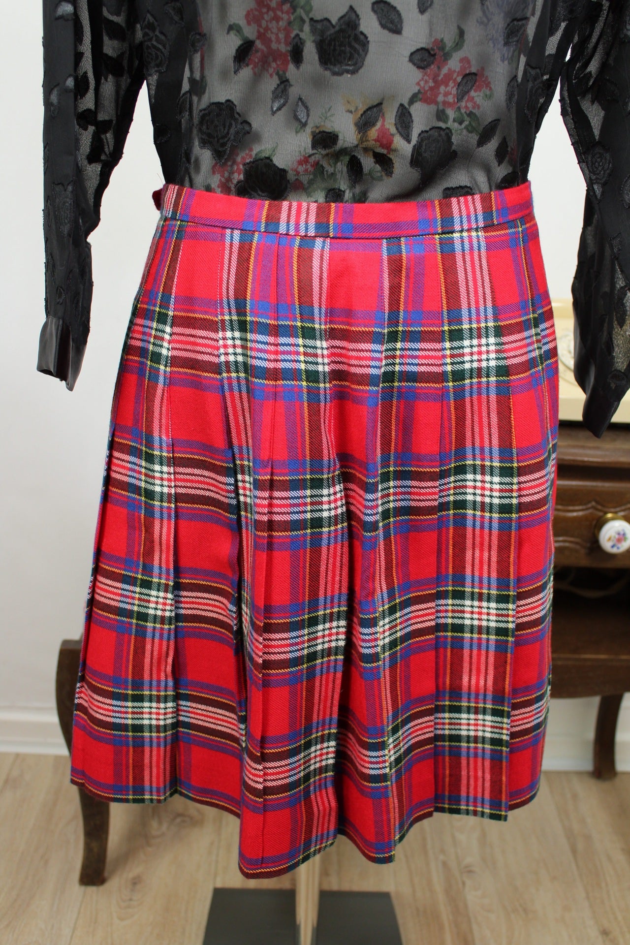 🌸🍒Jupe vintage 70/80's kilt tartan esprit écossais - Taille 38/40🍒🌸