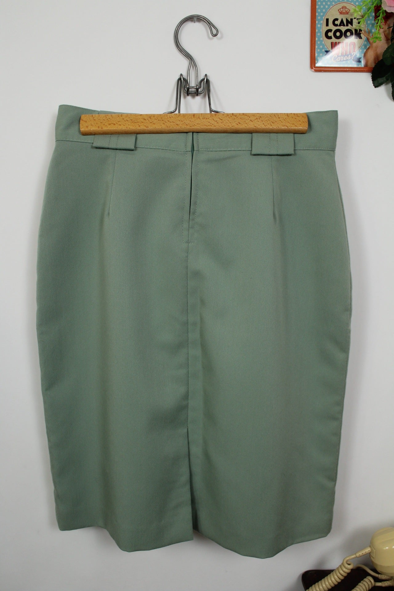 🌸🍒Jupe vintage 80's coupe crayon power dressing - vert d'eau - Taille 38🍒🌸