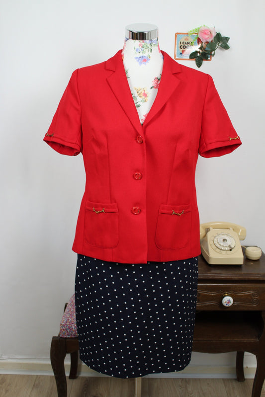 🌸🍒Veste/blazer manches courtes vintage 80's - working girl - Taille 40🍒🌸
