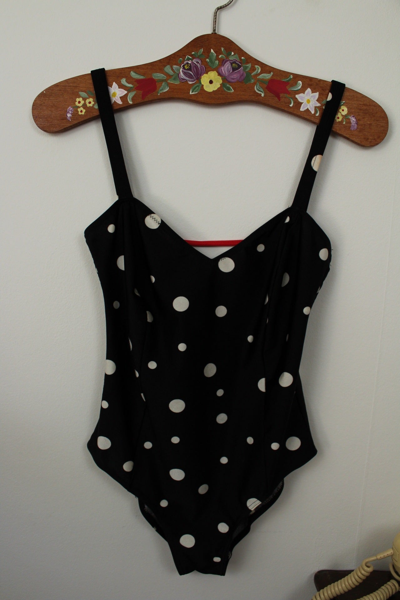 🌸🍒Maillot de bain vintage 80/90's pois & laçage style pin-up - Taille 38🍒🌸