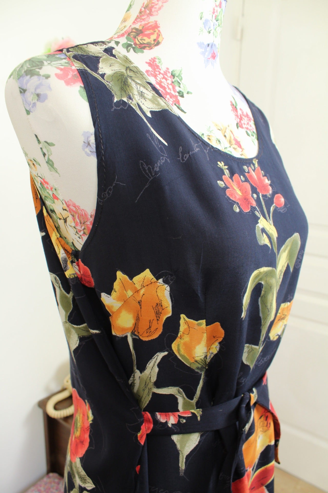 🌸🍒Robe vintage 90's summer vibes - fleurie & phrases romantiques - Taille 38/40🍒🌸