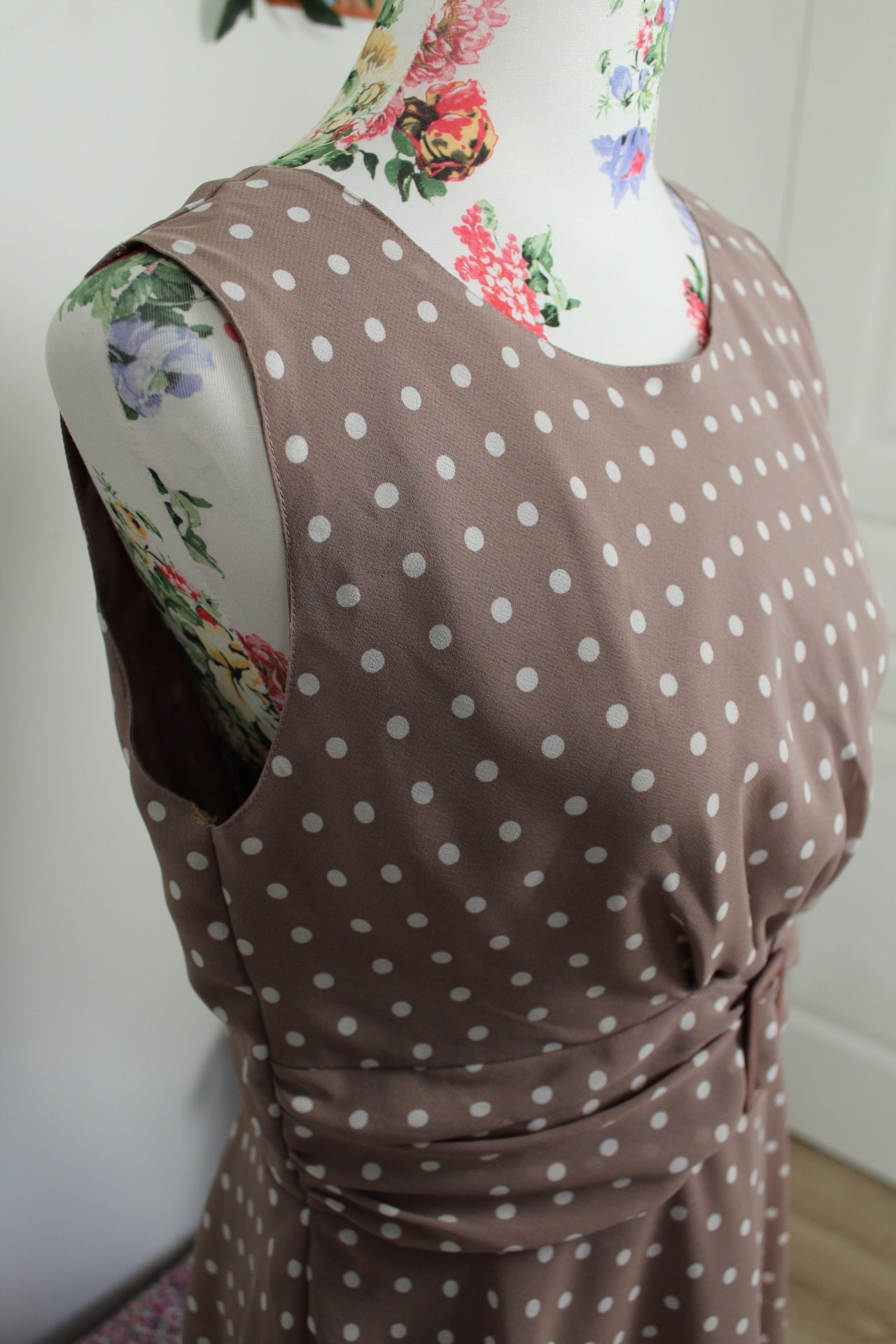 🌸🍒Robe vintage 80/90's à pois style pin-up avec ceinture intégrée - Taille 38🍒🌸