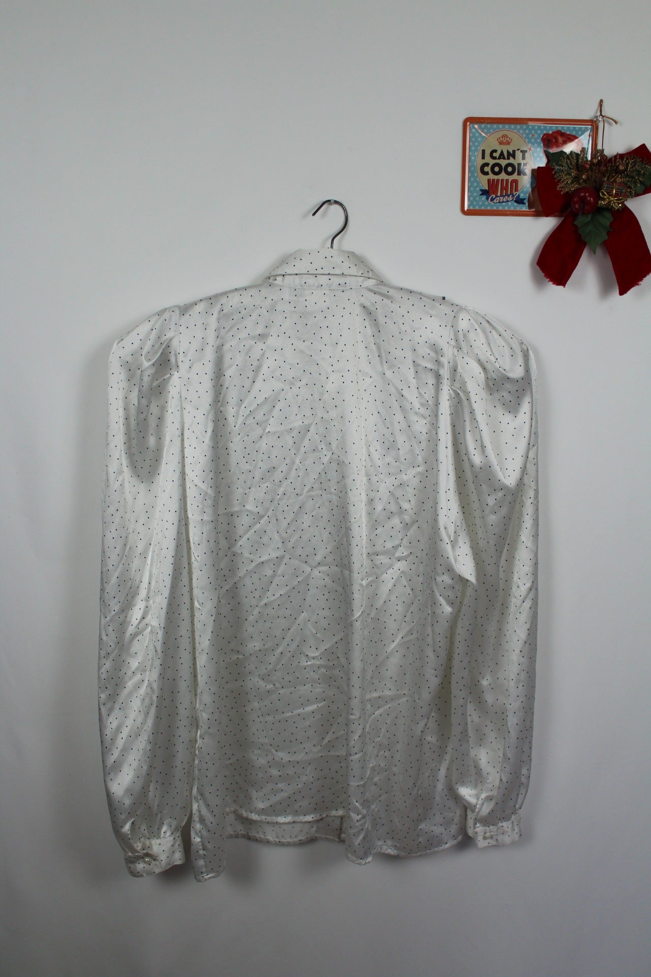 ✨Chemise vintage à volants Daniel Duval Paris - pois noir & satinée✨