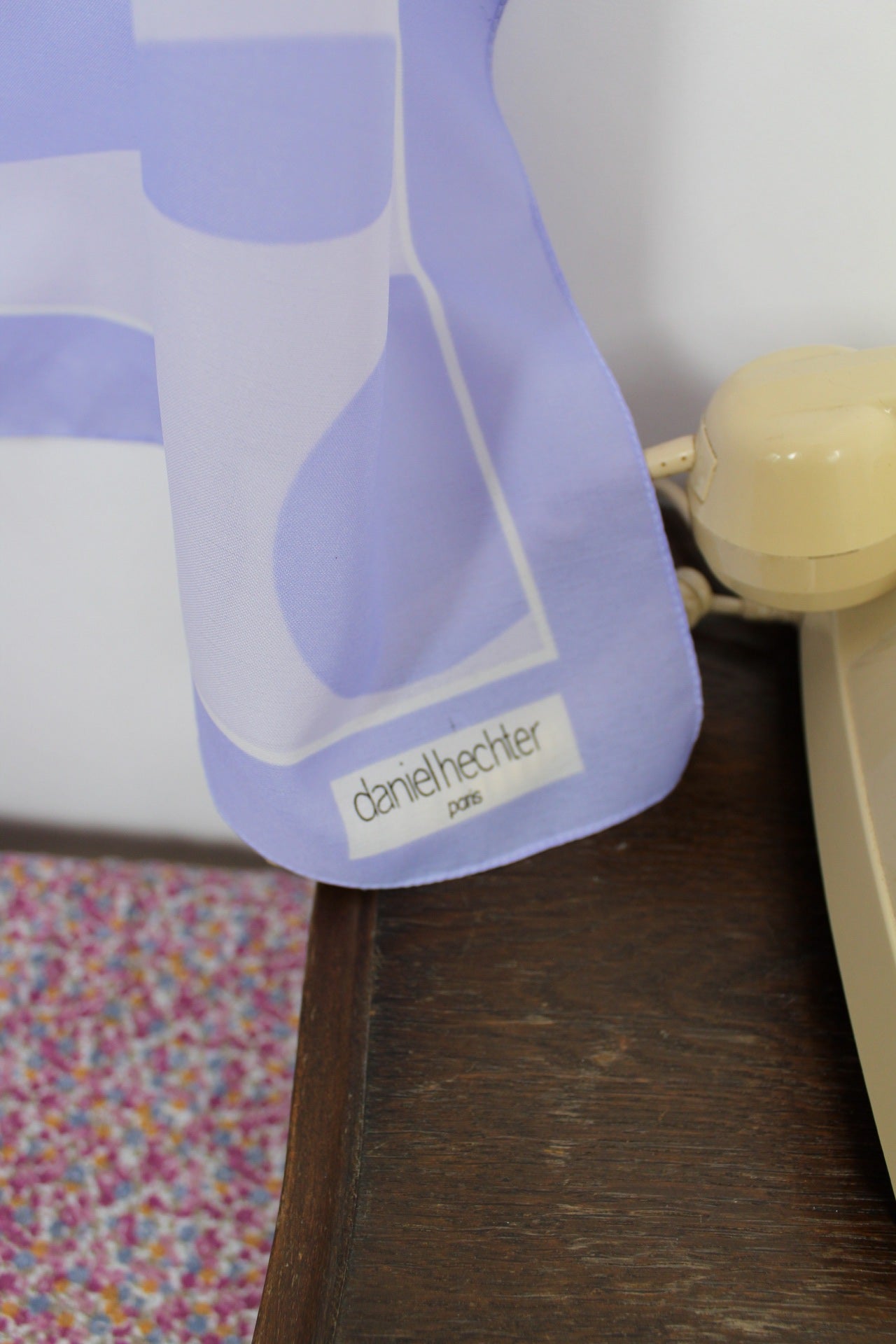 🌸🍒Foulard 80/90's La Redoute Daniel Hechter Paris - lila et bleu🍒🌸