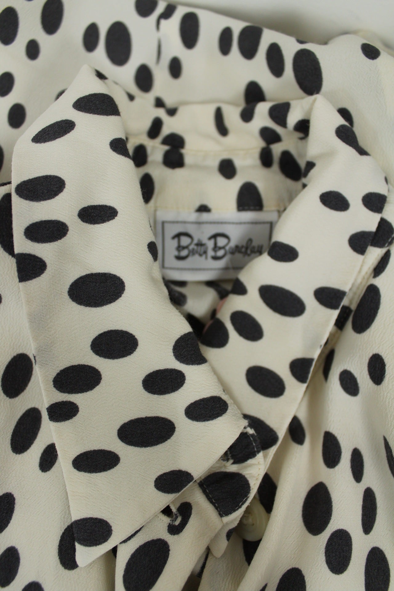 🌸🍒Chemise vintage Betty Barclay 80/90's - blanc écru & pois noir - Taille 40/42🍒🌸