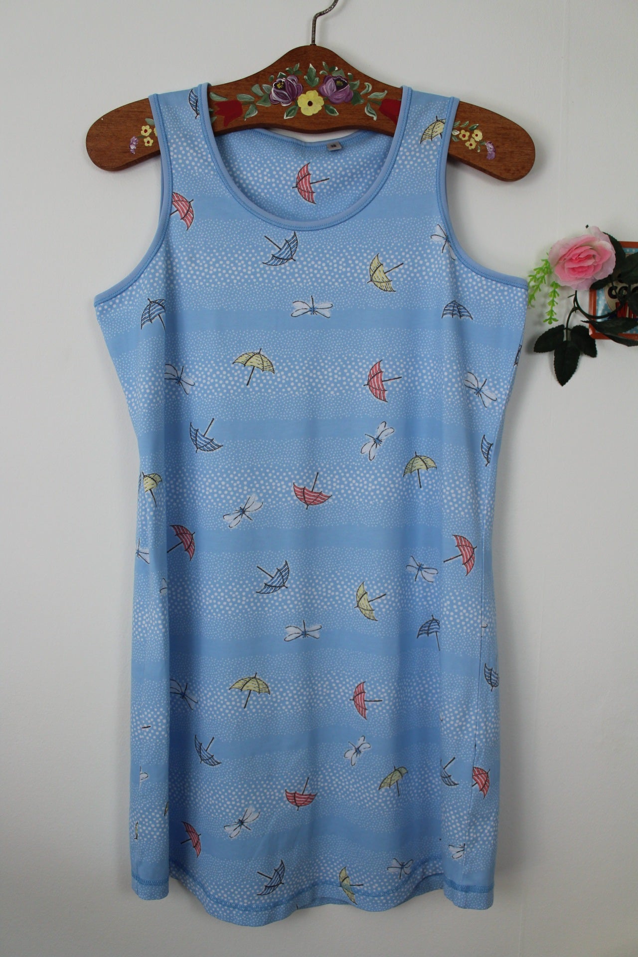🌸🍒Robe d'été motifs libellules & parasols style plage rétro - Taille 38🍒🌸