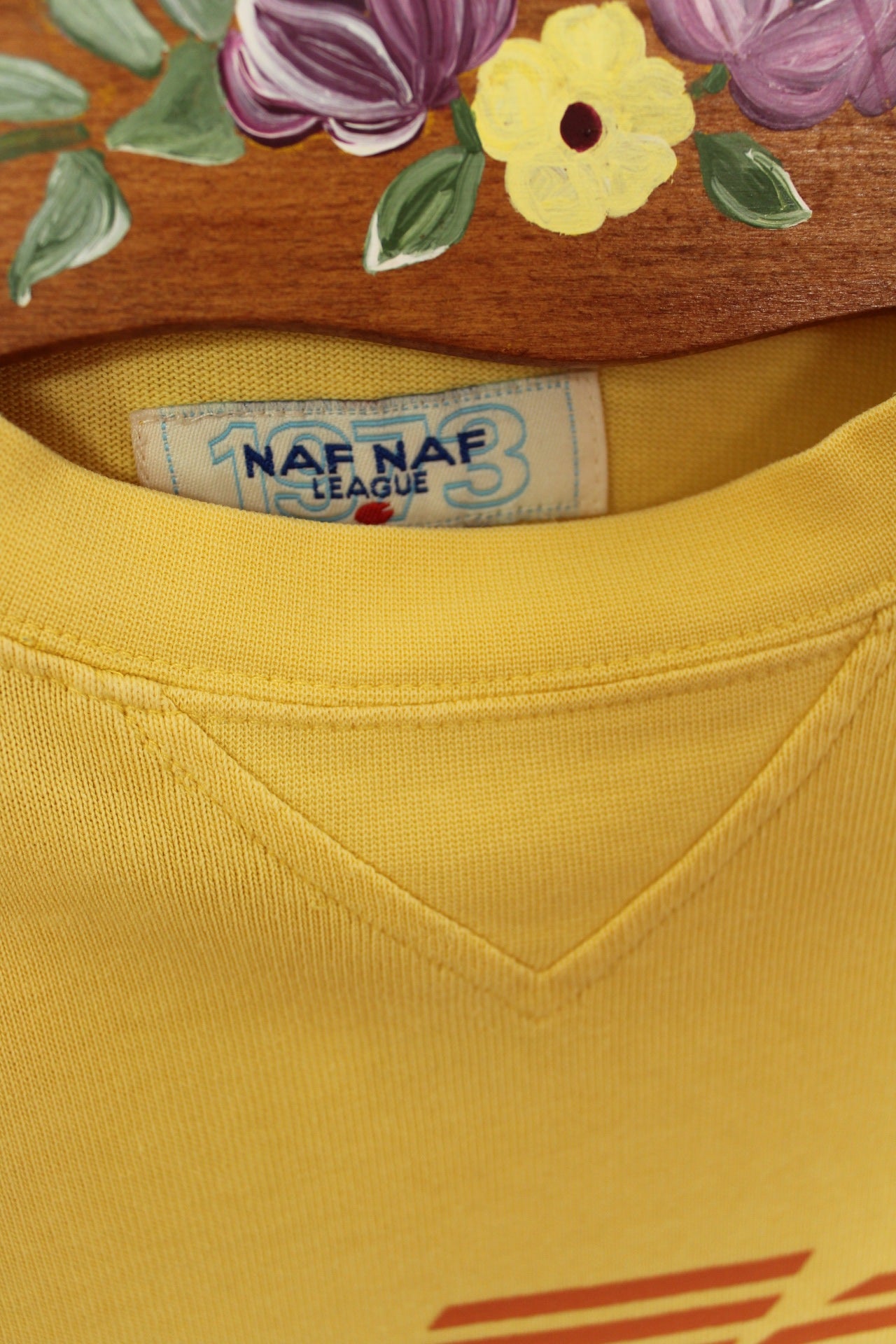 🌸🍒Sweat Naf Naf vintage 90's orange et jaune vif - 100% coton - Taille 40 à 44🍒🌸