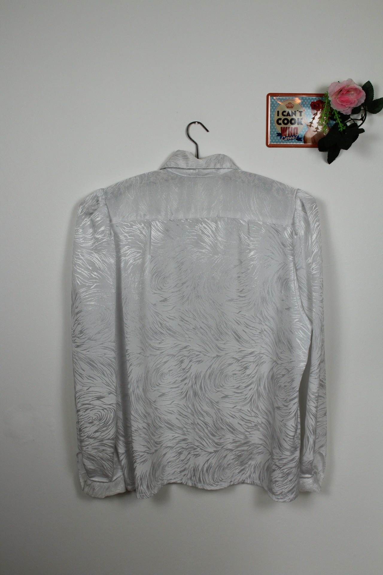 ✨Chemise blanche satinée 80/90s - chic à motifs tourbillons✨