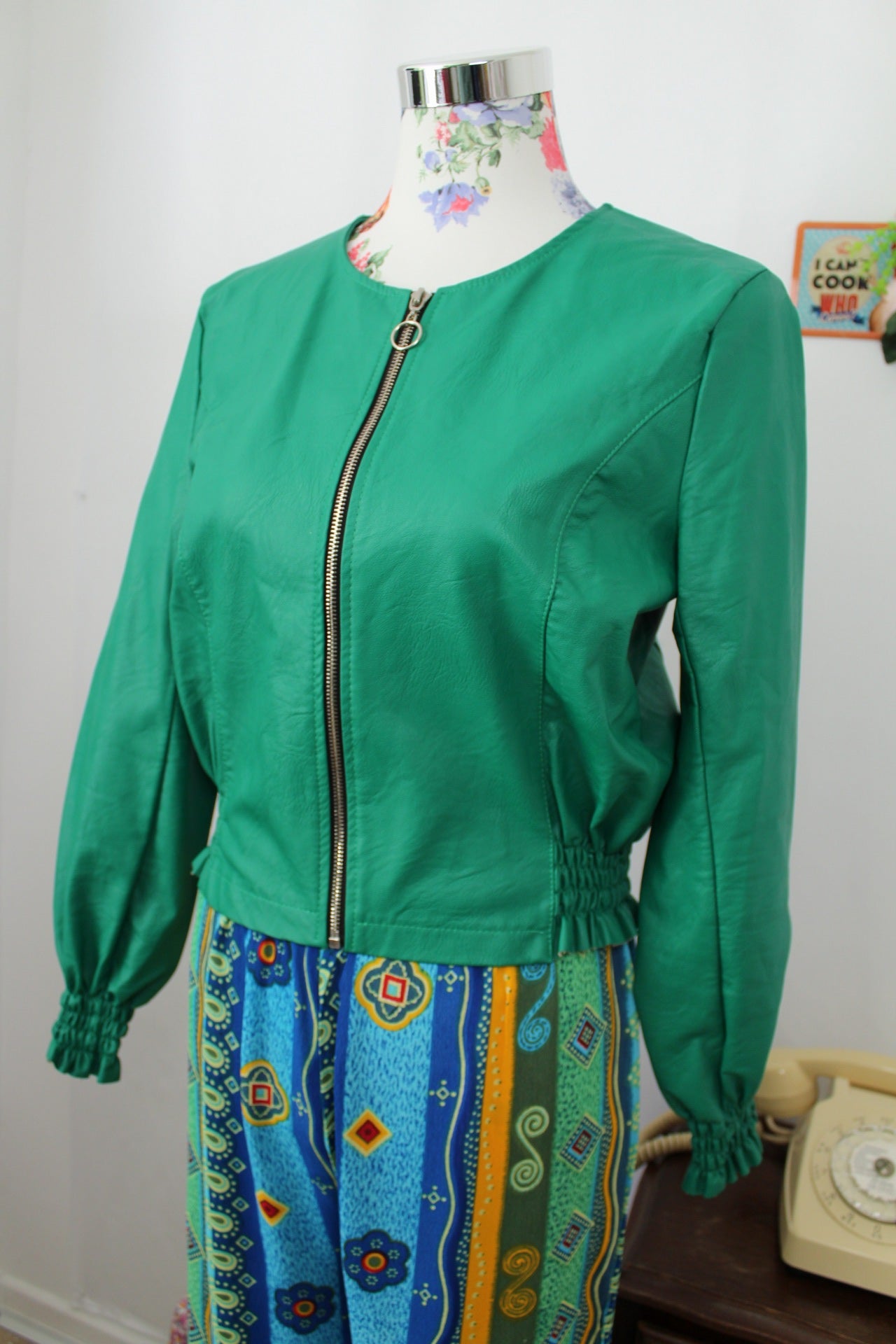 🌸🍒Veste vintage 90/2000's vert pep's & manches froncées made in Italy - Taille 38🍒🌸