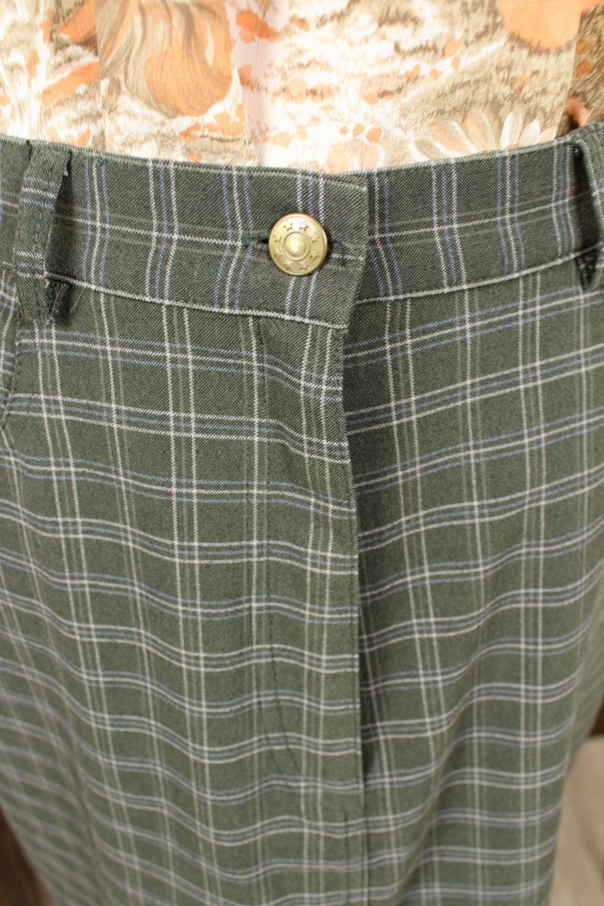 Jupe vintage années 90 à carreaux tartan vert foncé Chassé Croisé - Taille 38
