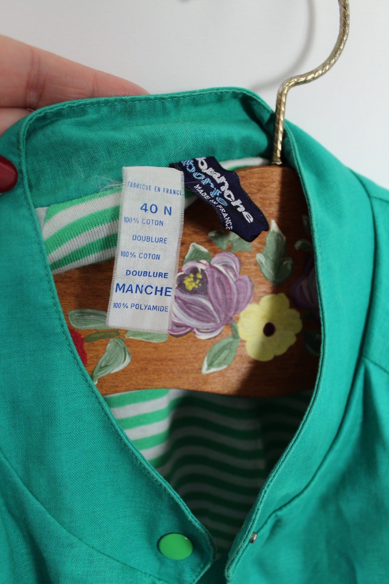 🌸🍒Veste vintage verte 80's en coton esprit bomber - Taille 38/40🍒🌸