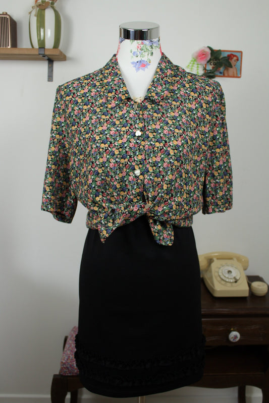 🌸🍒Chemisier vintage 80/90's fleuri de roses romantiques cottagecore - Taille 38/40🍒🌸