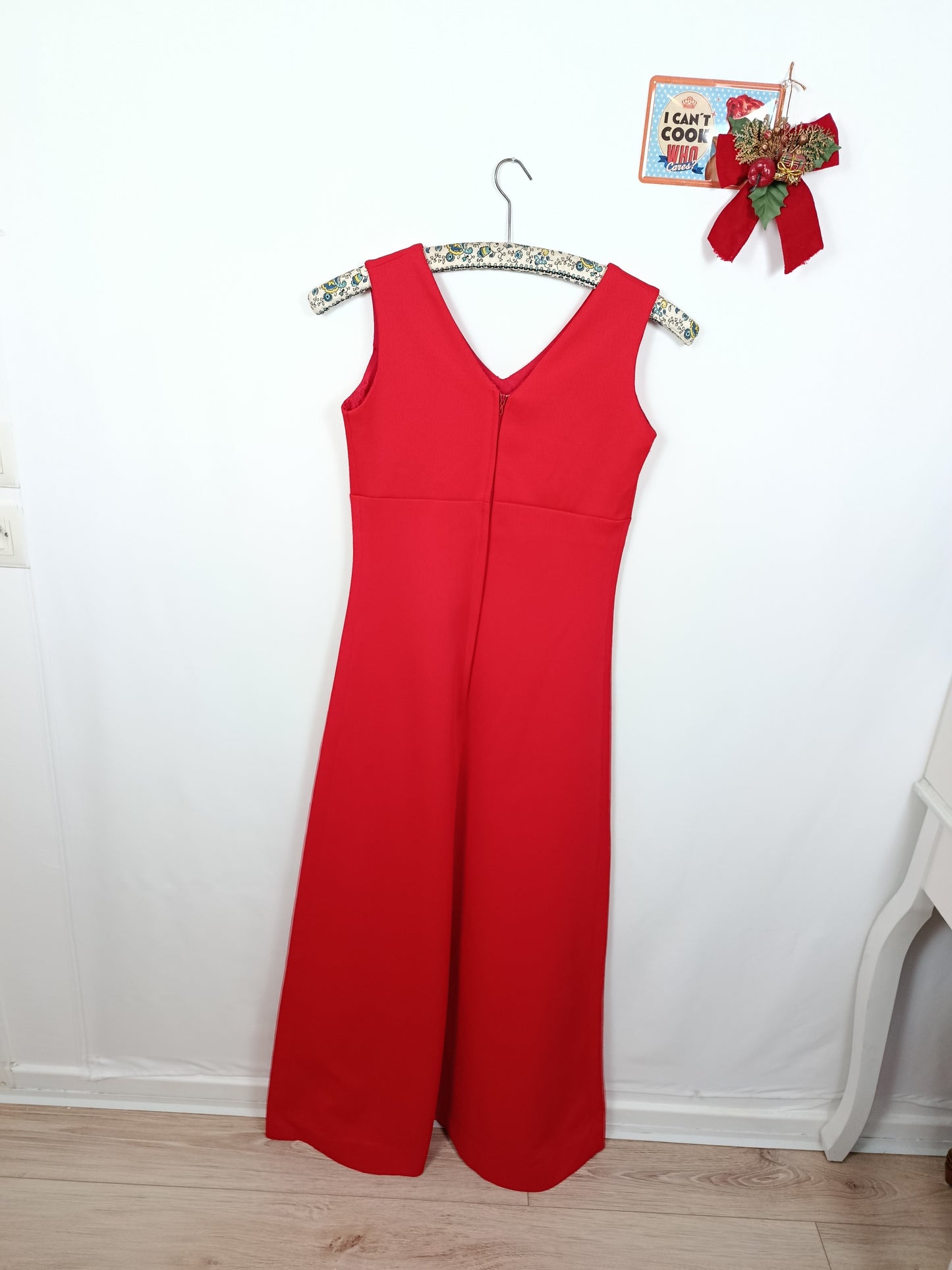 ✨Robe longue rouge vintage 90's - matière épaisse & coupe élégante - Tergal✨