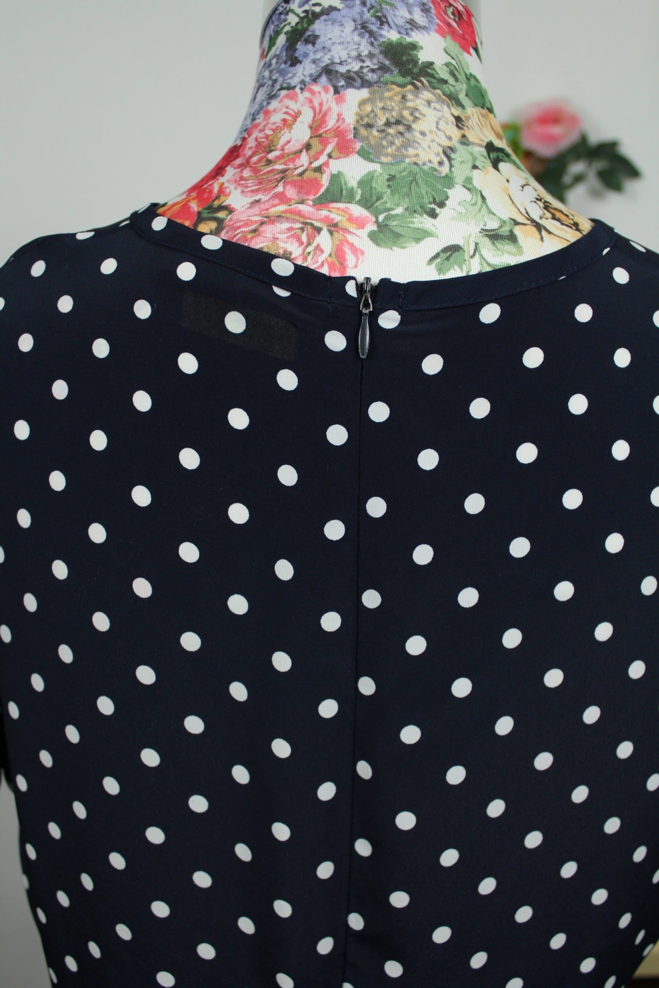 🌸🍒Robe vintage 80/90's marine à pois style pin-up/rockabilly - Taille 40🍒🌸