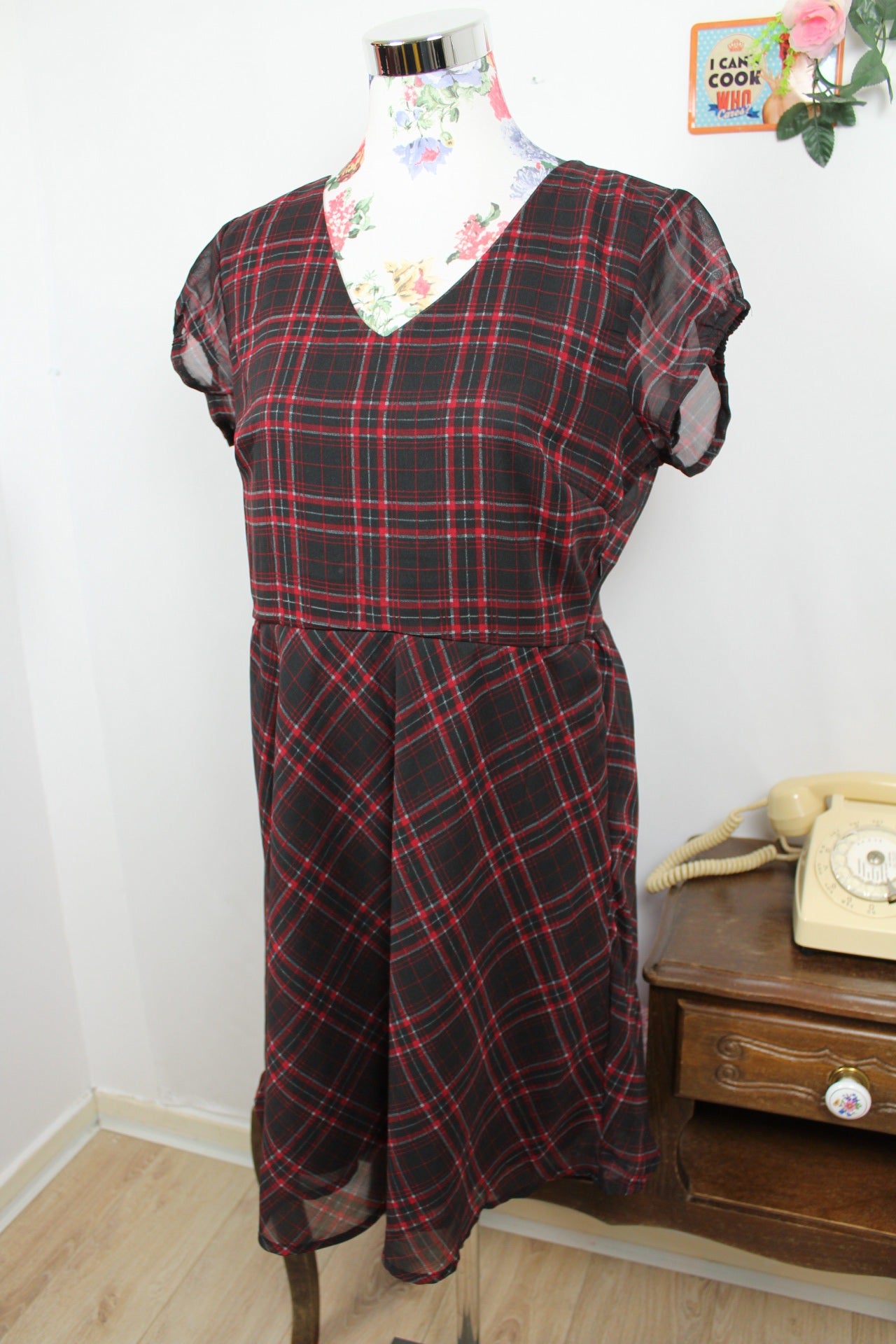 🍒🌸Robe vintage Kiabi 90s/2000s - carreaux pin-up rock & grunge chic - Taille 40🌸🍒