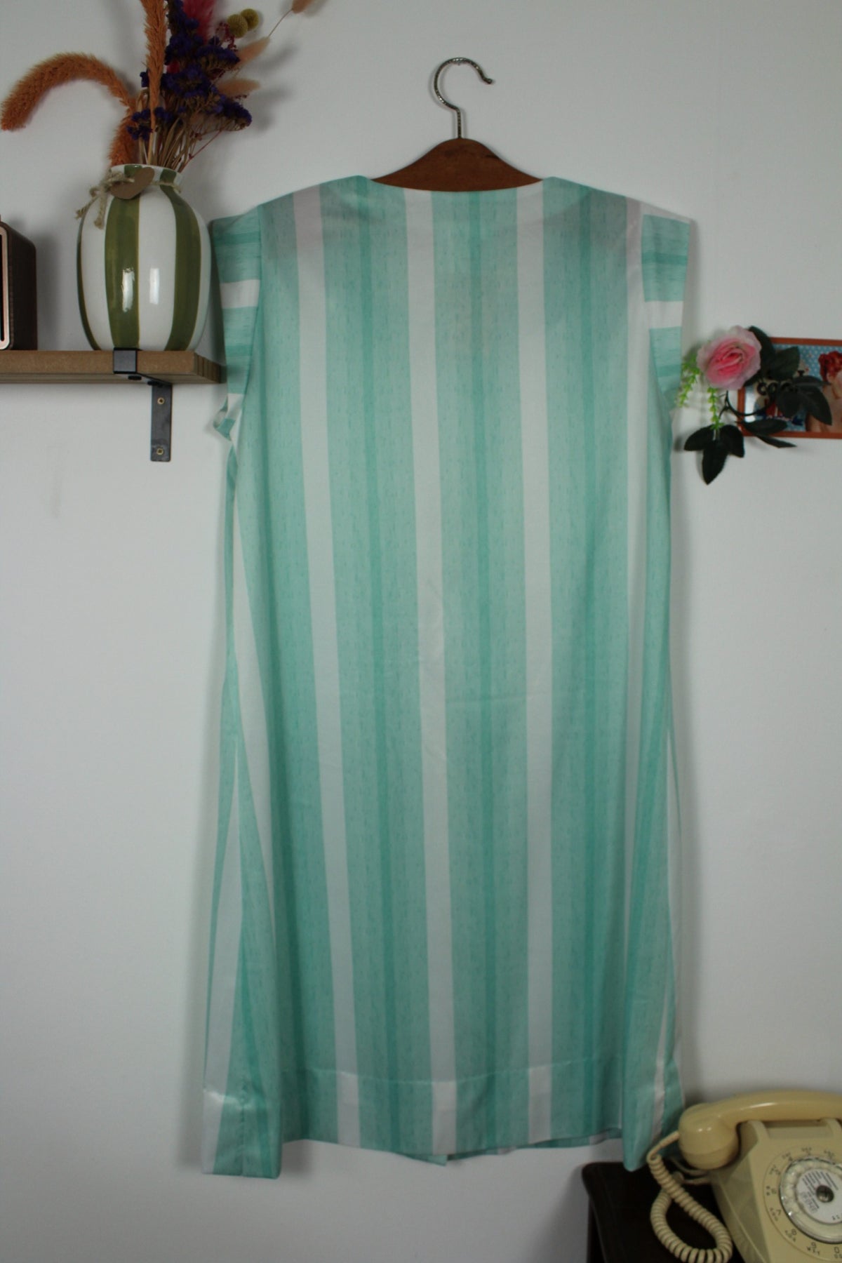 Robe vintage années 90/90 rayée vert menthe - pin-up/rockabilly Taille 40/42
