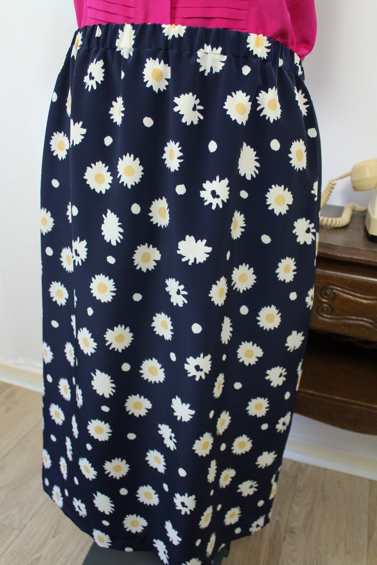 🌸🍒Jupe vintage 80/90s imprimée marguerites - Marcelle Griffon - Taille 42/44🍒🌸