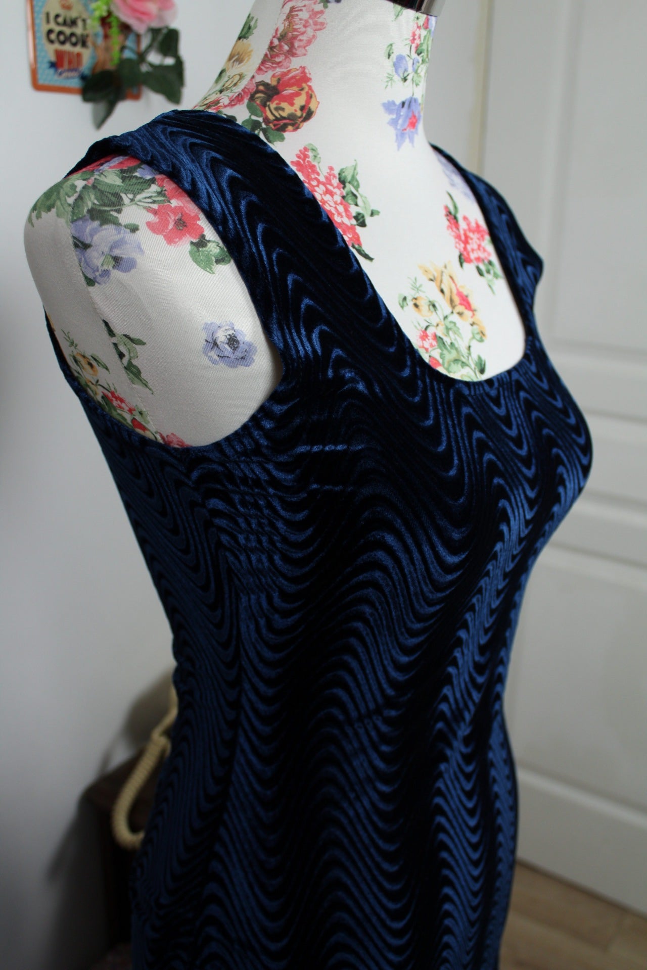 🌸🍒Robe longue vintage 90's en velours motif ondulé - pimkie - Taille 36 petit 38🍒🌸