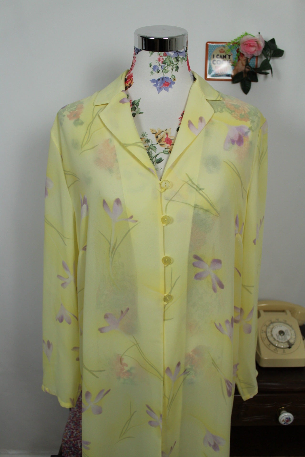 🍒🌸Sur-robe/chemise longue vintage 90s Gérard Pasquier - fluide, fleurie & ultra chic - Taille 42/44🌸🍒