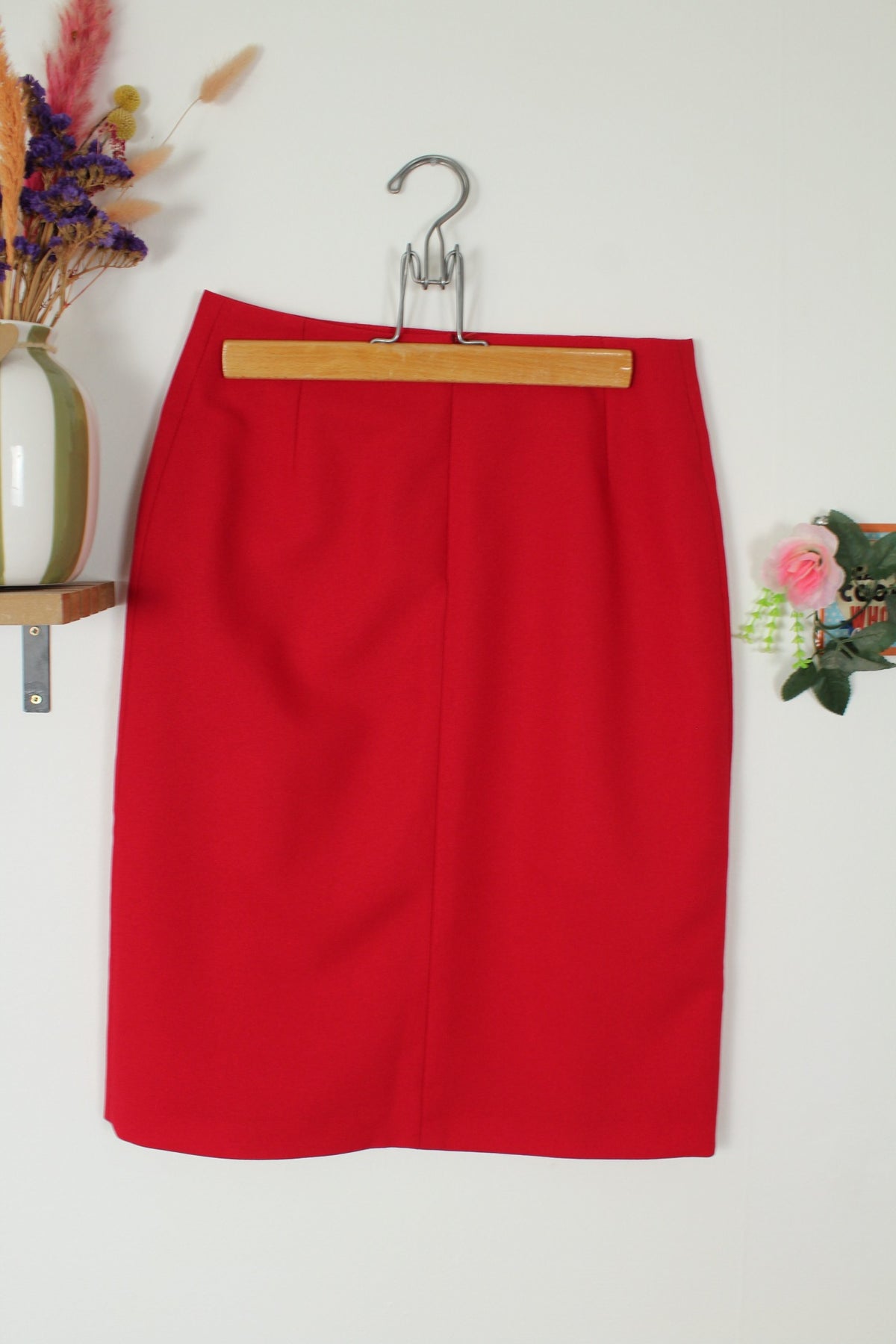 Jupe crayon vintage années 80 rouge vif - pin-up/rockabilly- Taille 38