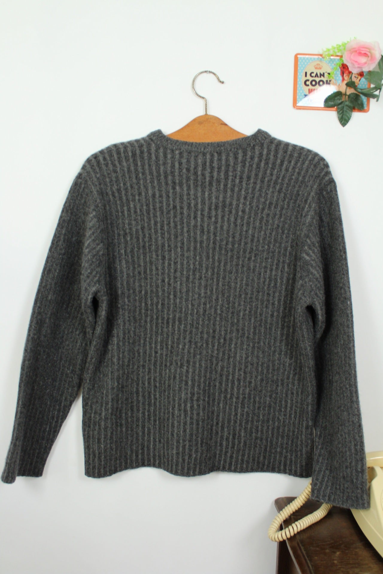 🌸🍒Pull côtelé gris Hugo Boss cachemire - vintage 90's - Taille 40/42🍒🌸