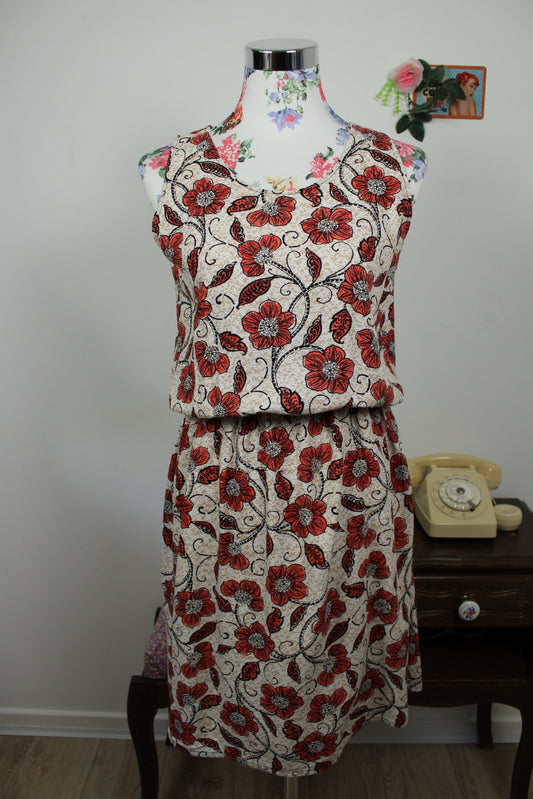🌸🍒Robe vintage 90's fleurie esprit naturel lin & coton - Taille 38🍒🌸