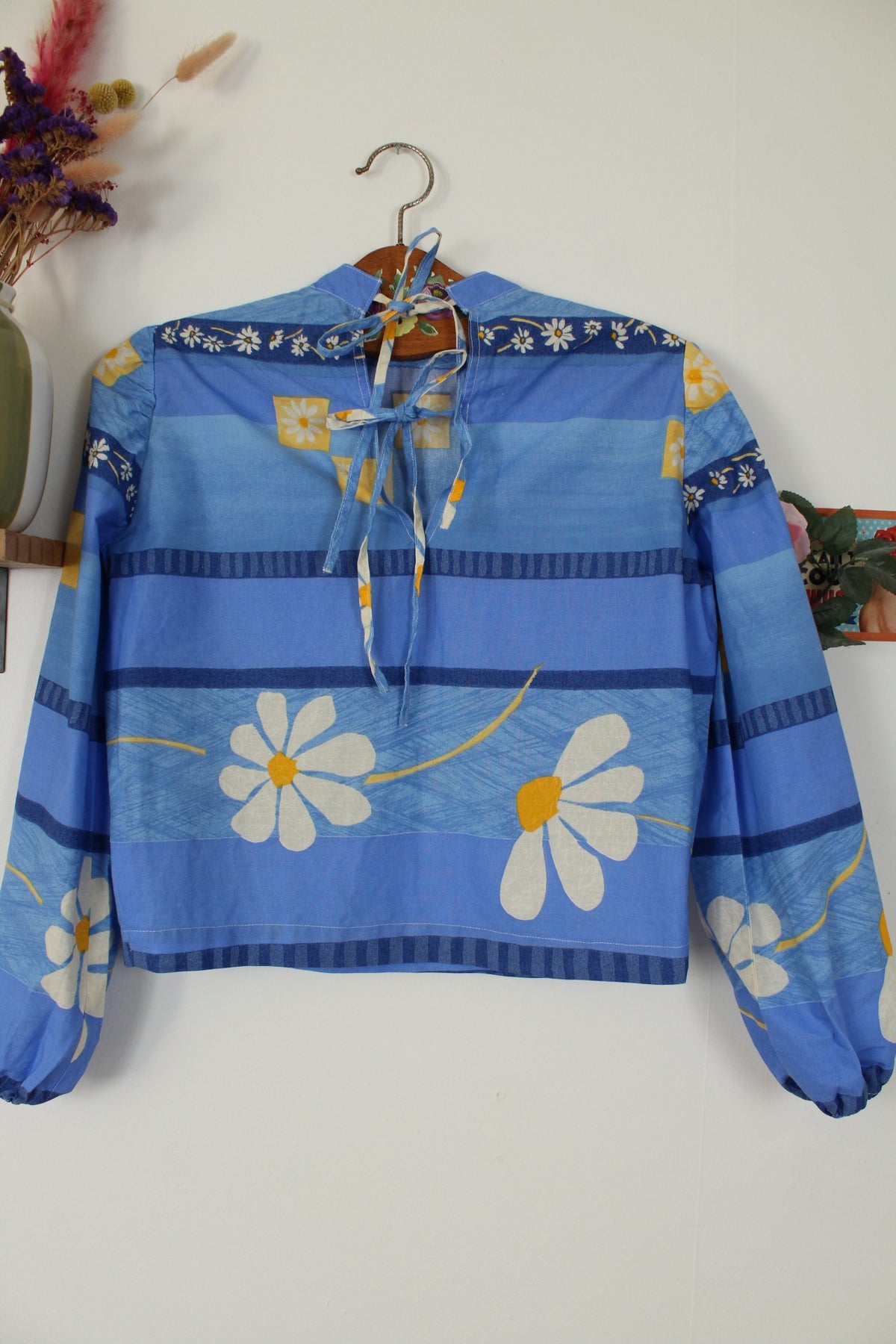 Blouse fleurie vintage années 90 fait main - col à nouer - Taille 38