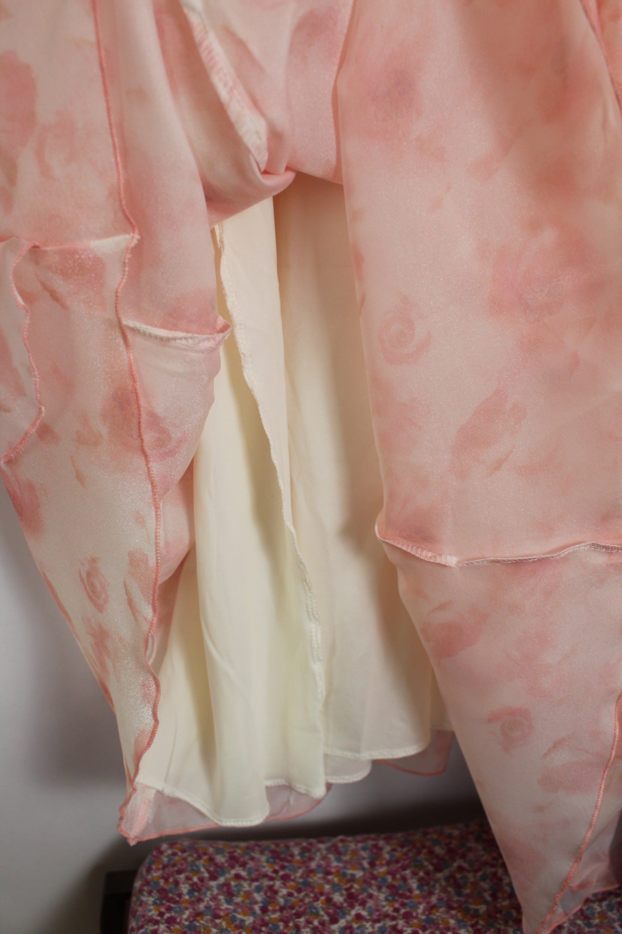 🌸🍒Robe Y2k romantique - volants effet pétales de fleurs & rose doux pailleté - Taille 38🍒🌸