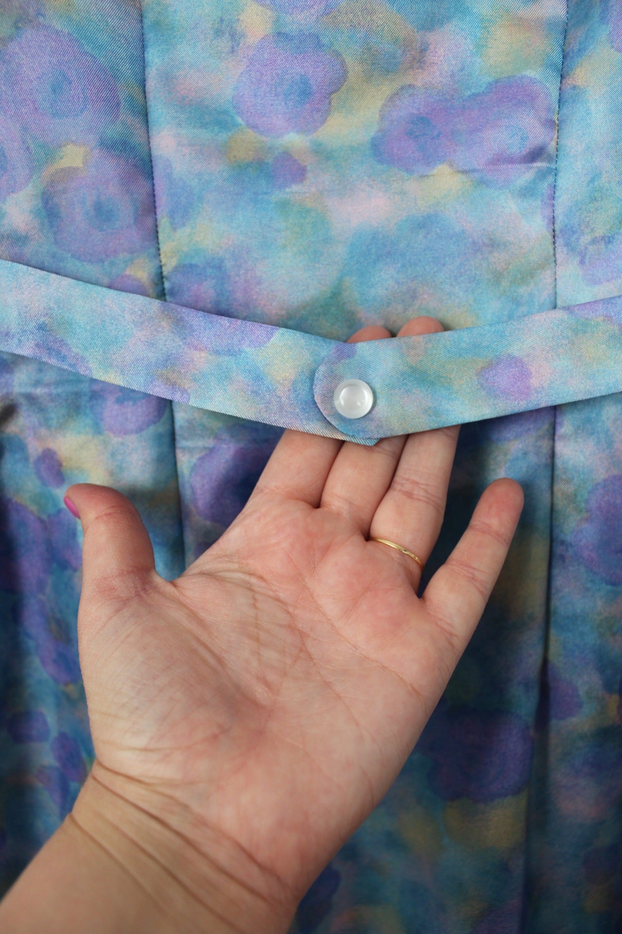 🌸🍒Robe vintage 60's fleurie aquarelle satinée - Taille 36🍒🌸
