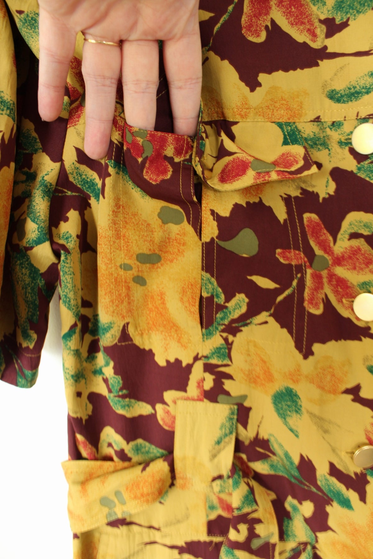Blouse veste vintage années 80 fleurs d'automne - Betty Barclay Taille 40