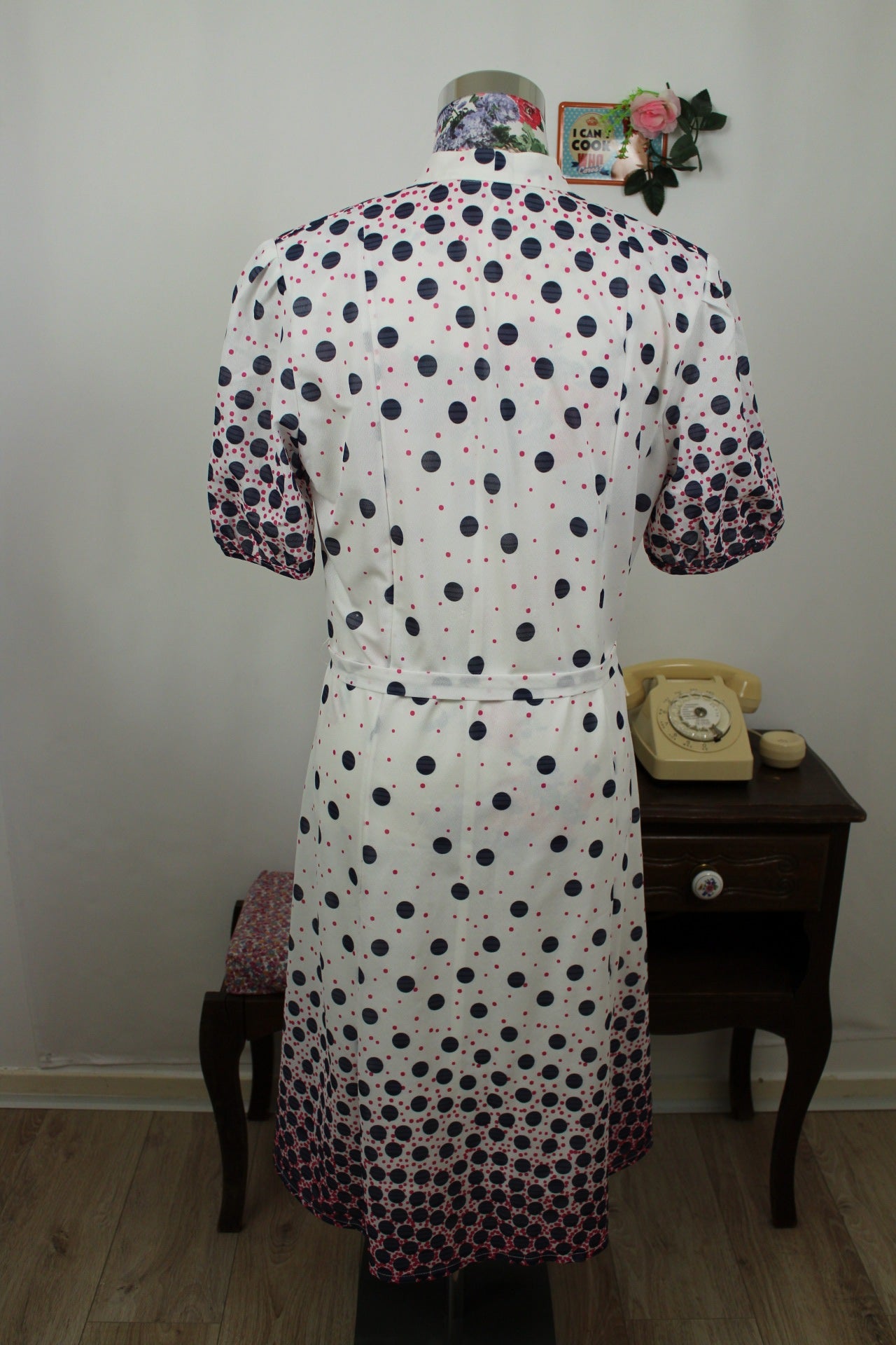 🌸🍒Robe vintage 70/80's col lavallière pois graphiques avec effet dégradé - Taille 40 - petit 42🍒🌸