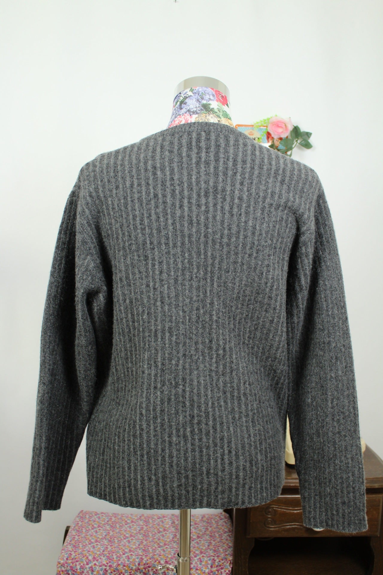 🌸🍒Pull côtelé gris Hugo Boss cachemire - vintage 90's - Taille 40/42🍒🌸