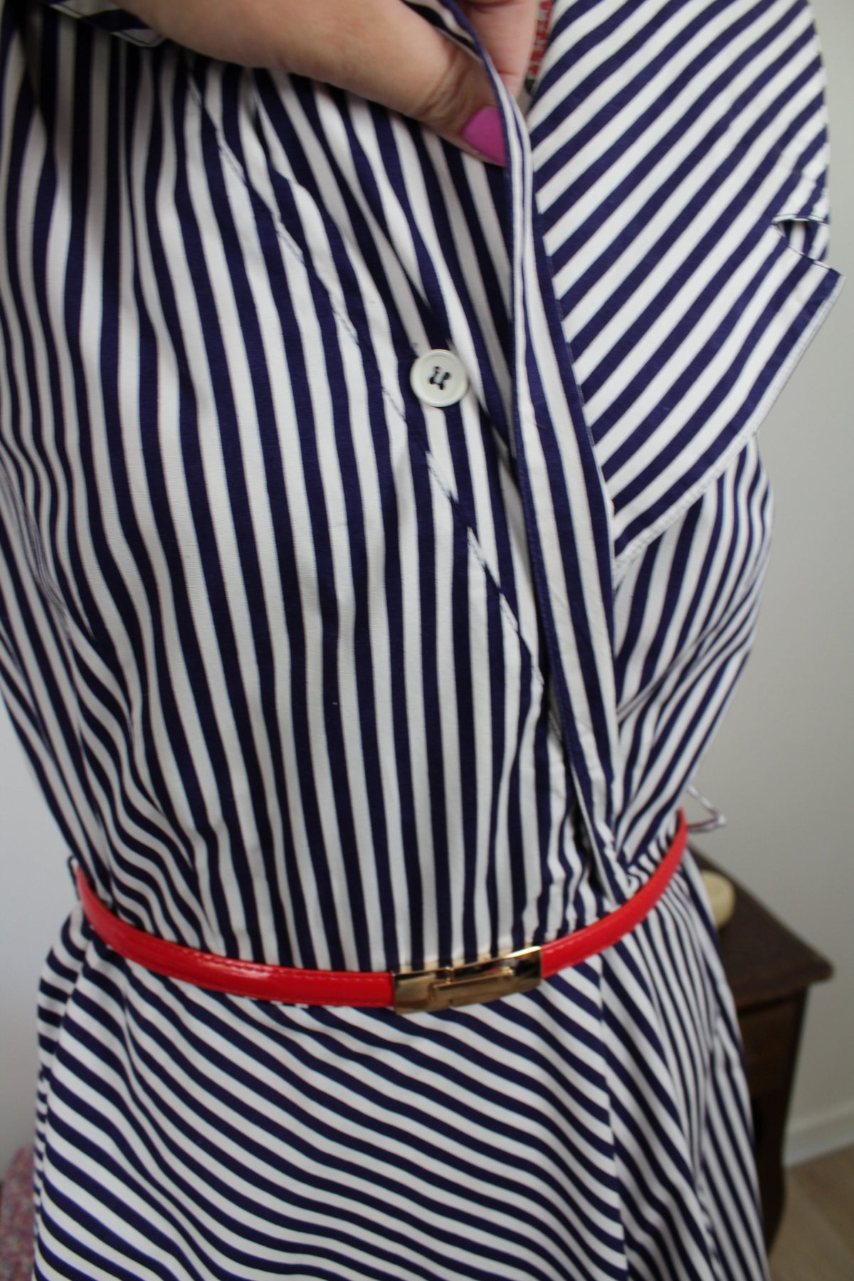 Robe Navy vintage années 90 rayée en coton style pin-up/rockabilly - Taille 38