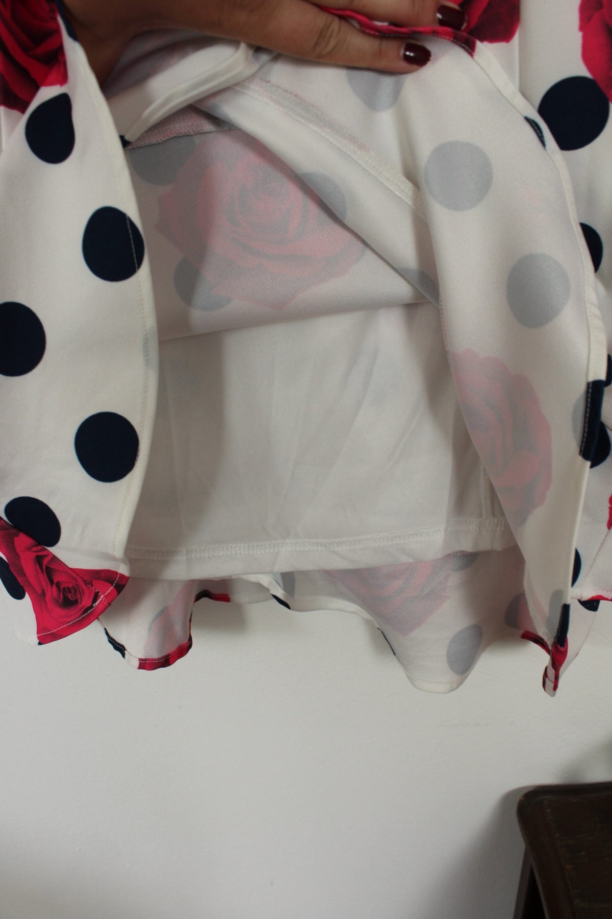 🌸🍒Robe rockabilly/pin-up pois marine & roses fuchsia - Jus d'Orange - Taille 38🍒🌸
