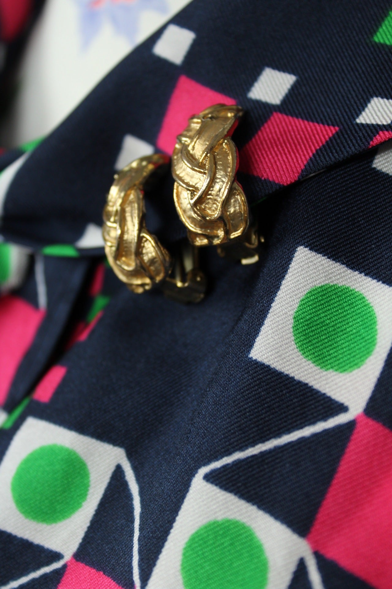 🌸🍒Boucles d'oreilles vintage 80's métal doré entrelacé sculptural 🍒🌸