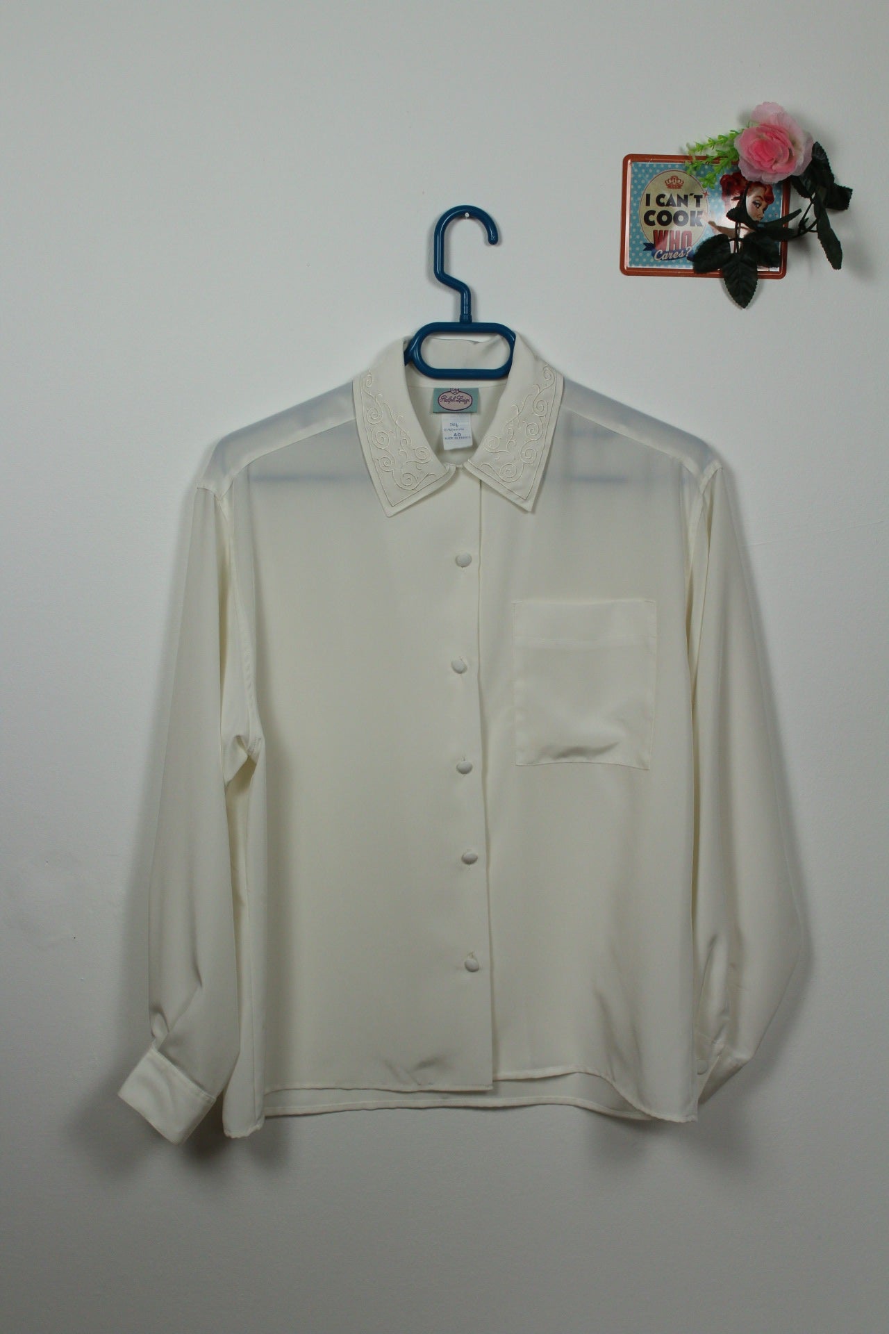 🌸Chemise satinée col brodé romantique Ralph Luigi 80's🍒