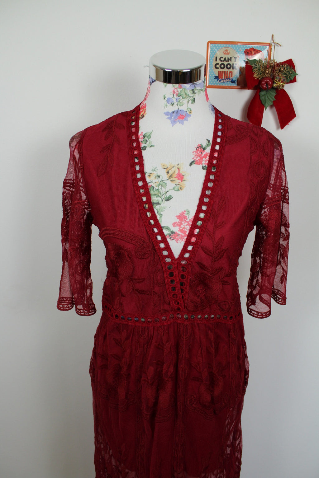 ✨ Robe longue bordeaux bohème ajourée ✨