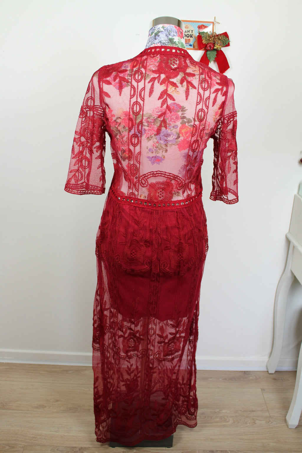 ✨ Robe longue bordeaux bohème ajourée ✨