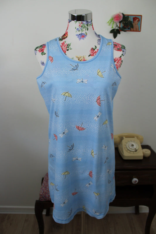 🌸🍒Robe d'été motifs libellules & parasols style plage rétro - Taille 38🍒🌸