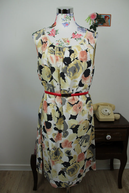 🌸🍒Robe vintage 90's roses en aquarelle romantique - Taille 44/46🍒🌸