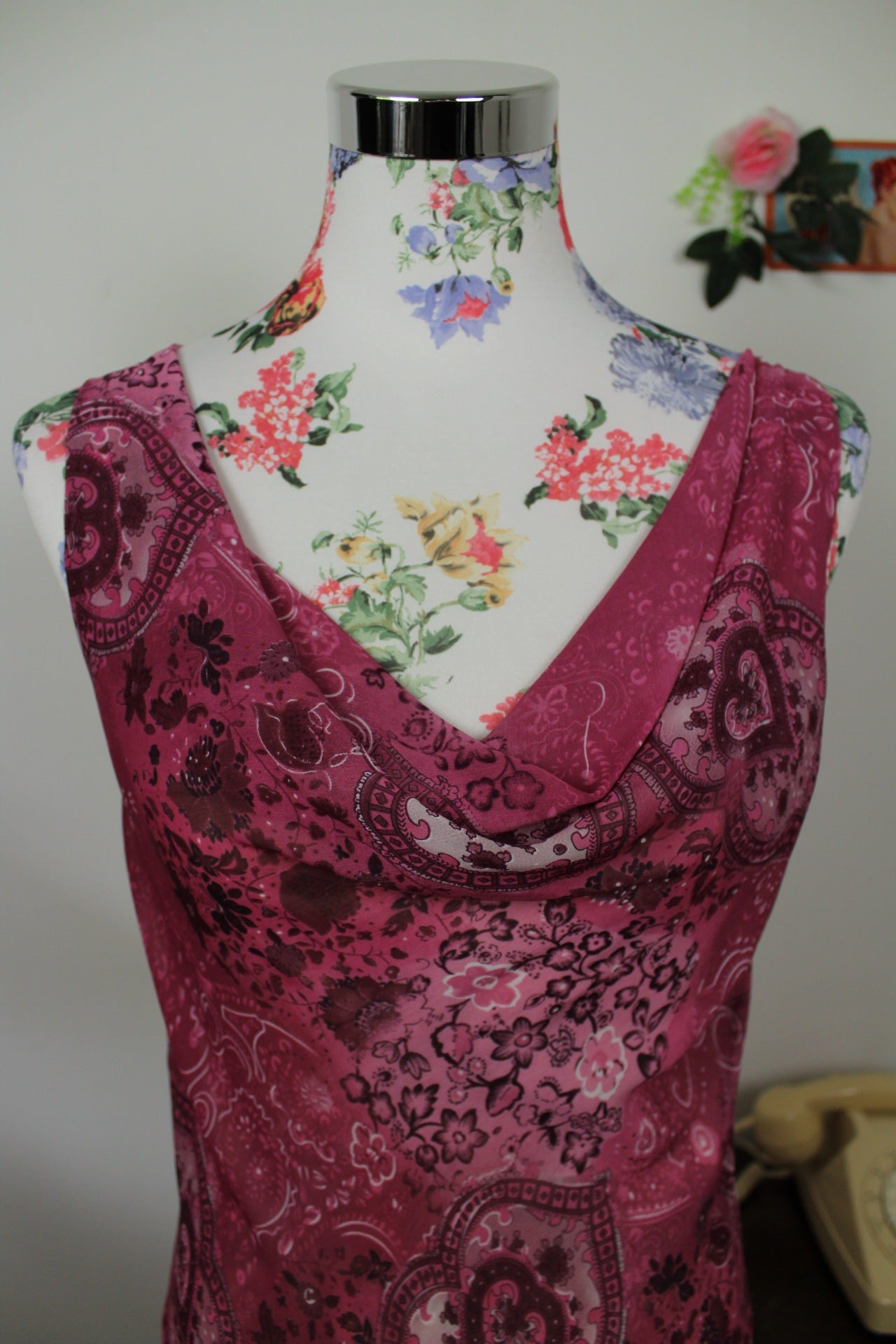 🌸🍒Robe longue vintage 90's violet romantique esprit bohème - Taille 38🍒🌸