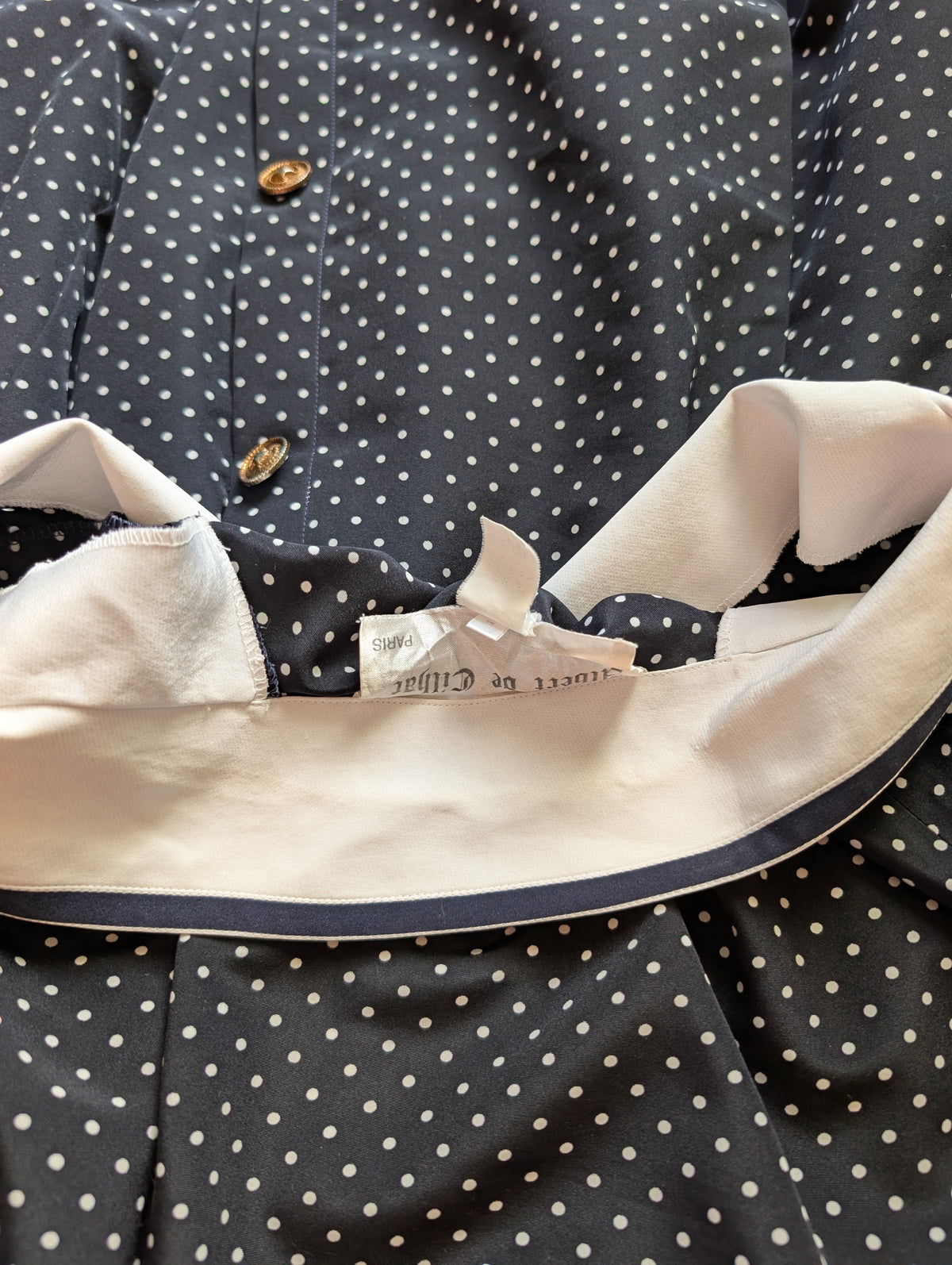 Robe années 80 bleu marine à pois pin-up Navy preppy vintage - Taille 40/42