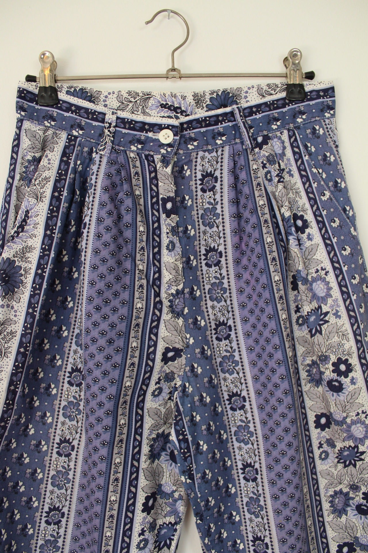 🌸🍒Pantacourt vintage 70/80's rayures fleurie en coton romantique & provençale - Taille 34🍒🌸