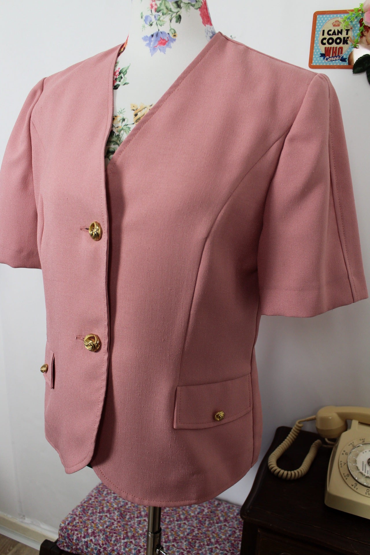 🍒🌸Blazer vintage 80's rose poudré preppy - Taille 38/40🌸🍒