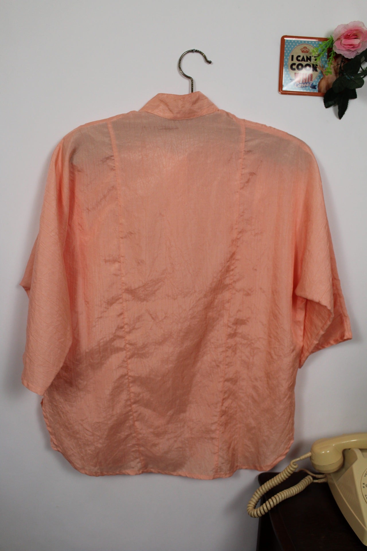 🌸🍒Chemise vintage 80/90's rose pêche - coupe & manches amples - Taille 40/42🍒🌸
