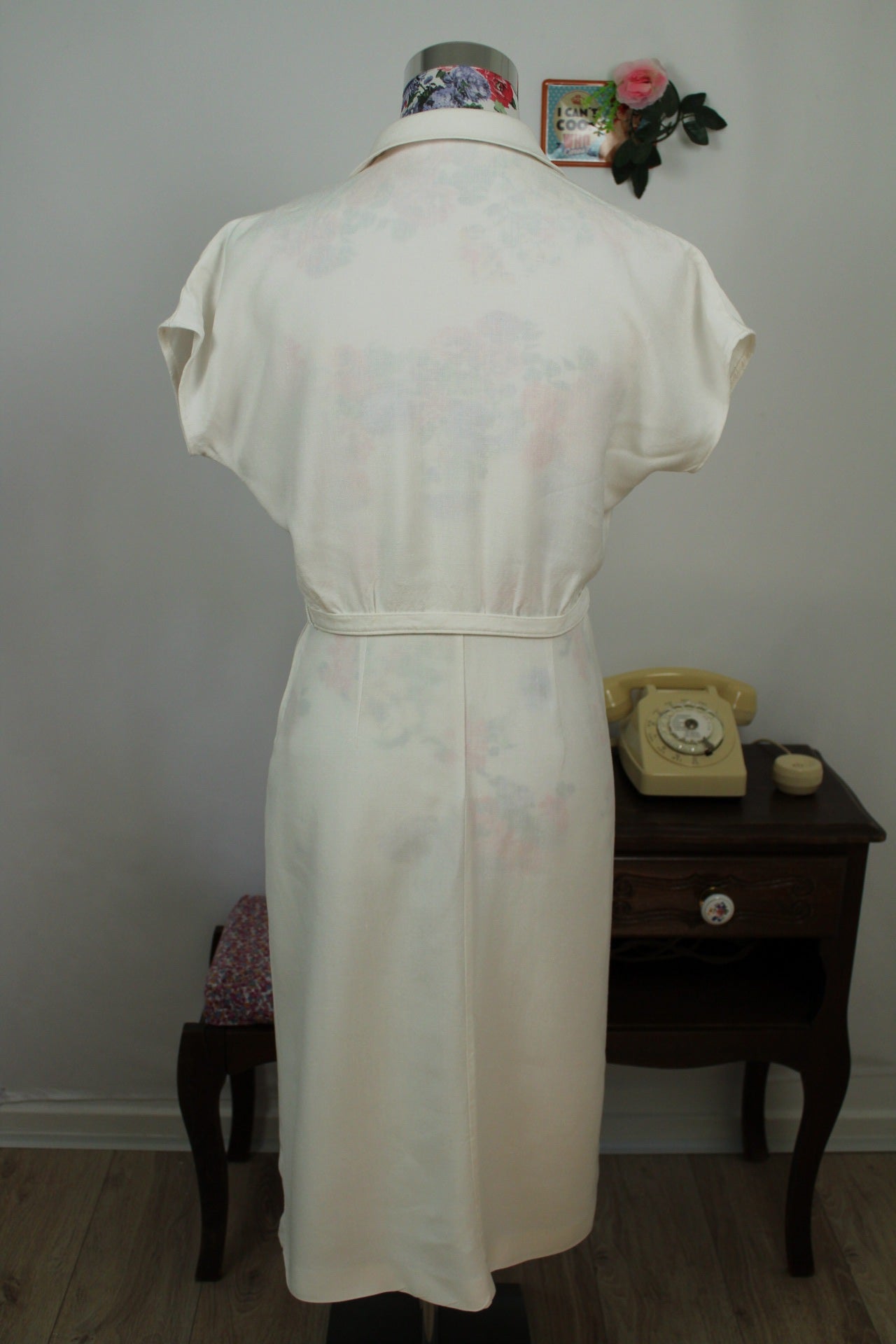 🌸🍒Robe blanche vintage 90's lin & viscose - palmier brodé - Taille 38🍒🌸