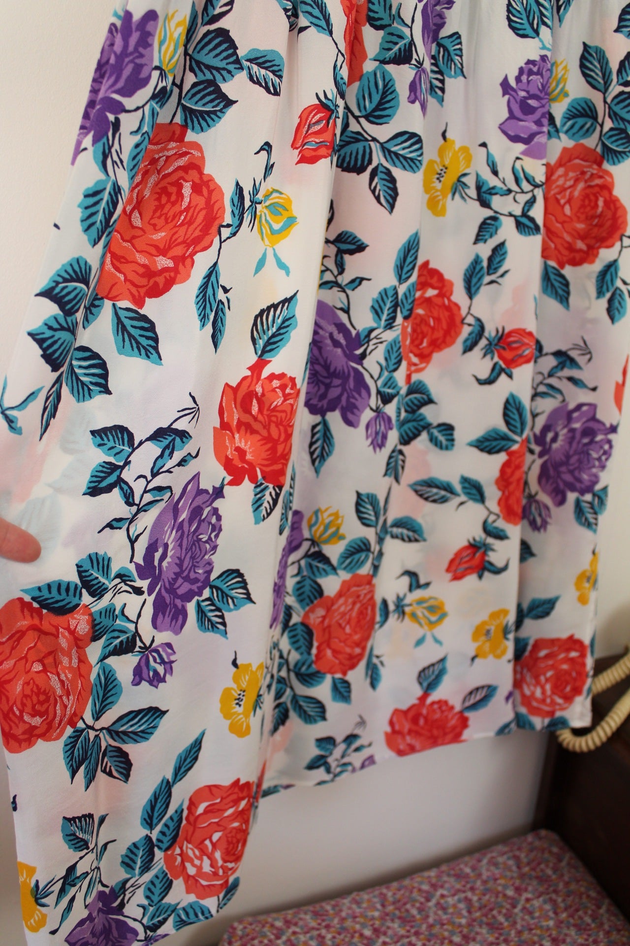 🌸🍒Robe vintage 80's blanche fleurie pep's - coupe & manches amples - Taille 38/40🍒🌸