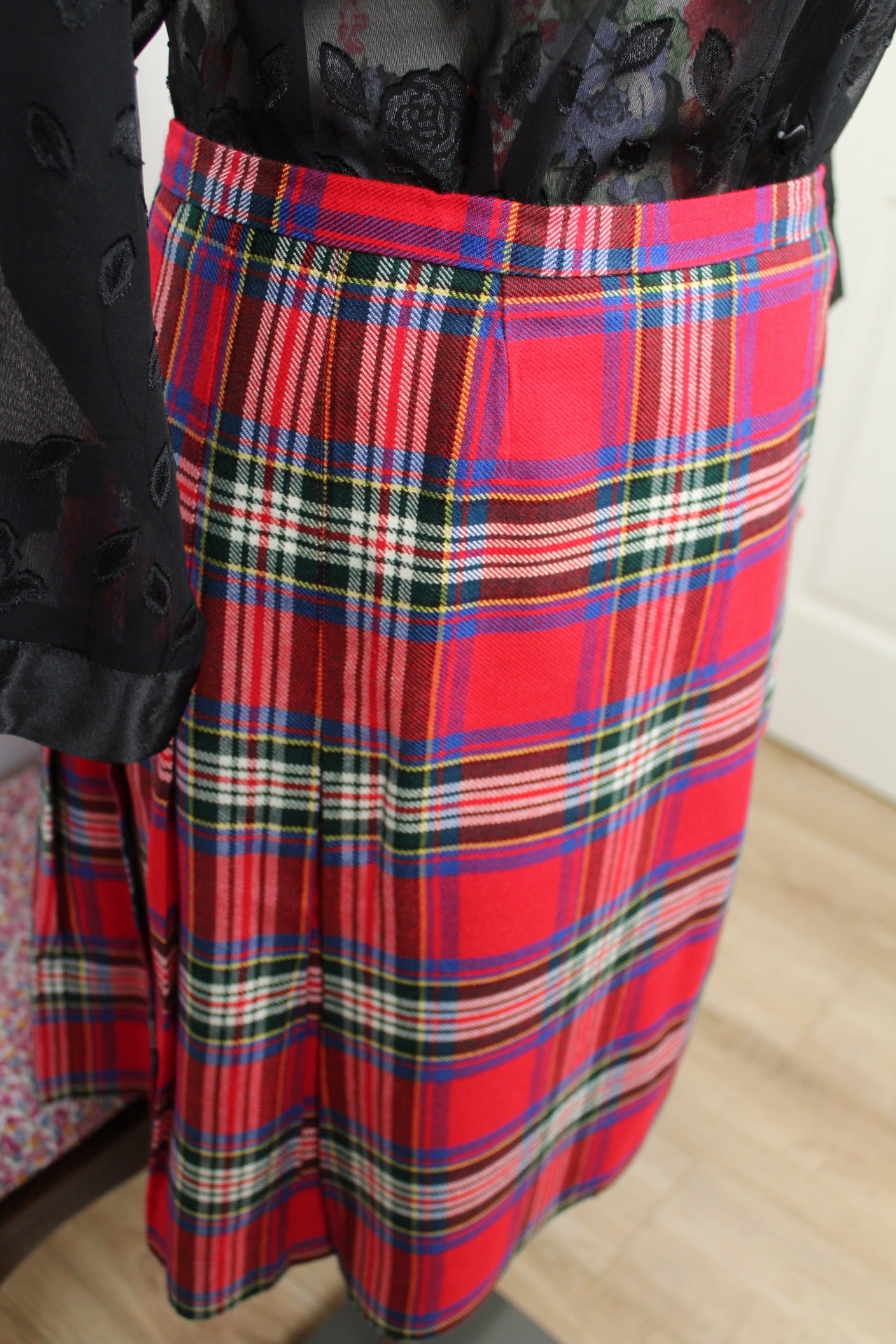 🌸🍒Jupe vintage 70/80's kilt tartan esprit écossais - Taille 38/40🍒🌸