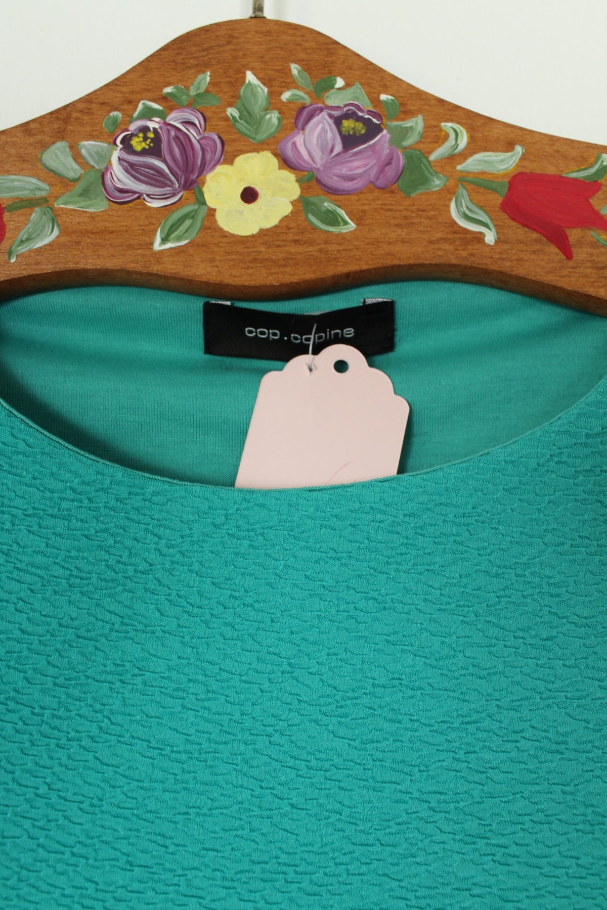 Robe Cop Copine vert bleuté texturé & bandes d'épaules lumineuses arc-en-ciel - Taille 38